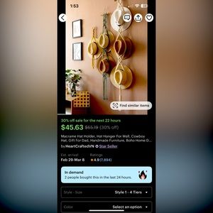 Macrame hat holder (4 slot)